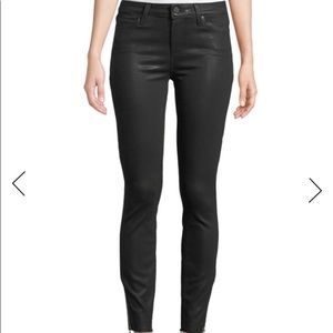 Paige Verdugo Ankle Black Denim Skinny Jeans with Sheen. Size 32. EUC